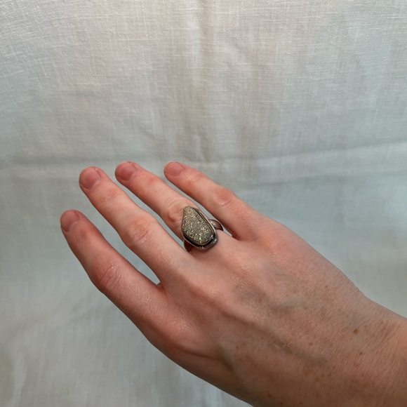 Sterling Silver Druzy Quartz Ring Size 5.5 - Picture 1 of 6